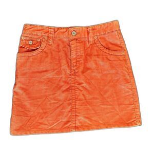 Vintage Y2k Route 66 Faded Orange Corduroy Jean Mini Skirt size Junior S